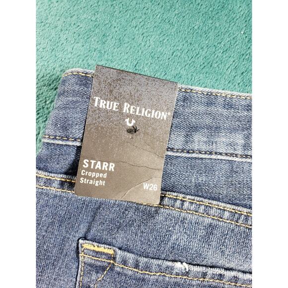 True Religion Jeans Size 26 Womens Blue Stretch Starr Cropped Straight NWT - Picture 14 of 16